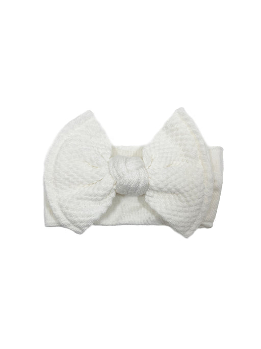 NYGB Quilt Stitch Large Bow Headband in Ivory