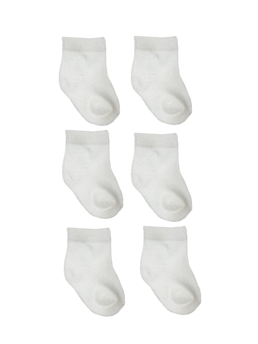 NYGB Light Weight Knit Solid Socks 6 Pack Newborn - White