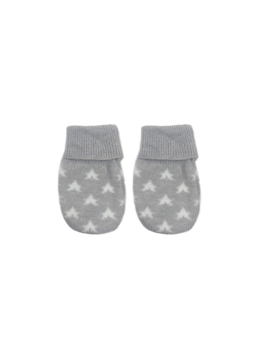 NYGB Knit Star and Stripe Scratch Mitten 2 Pack Newborn - Cloud