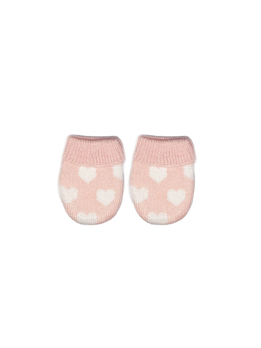 NYGB Knit Heart and Stripe Scratch Mitten 2 Pack Preemie - Petal Pink