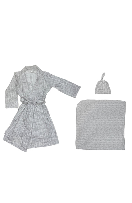 Toby Fairy Women's Robe and Matching Wrap 3 Piece Set Cloud Grey