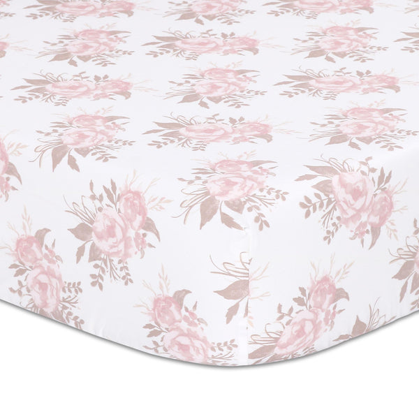 The Peanutshell Grace Floral Fitted Crib Sheet