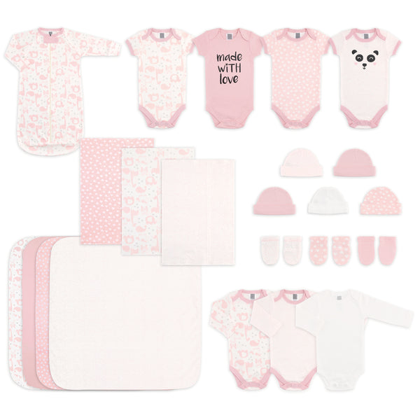 The Peanutshell 23 Piece Layette Set in Pink Animals