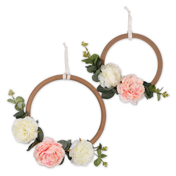 The Peanutshell Farmhouse Floral Ring Wall Decor 2pc