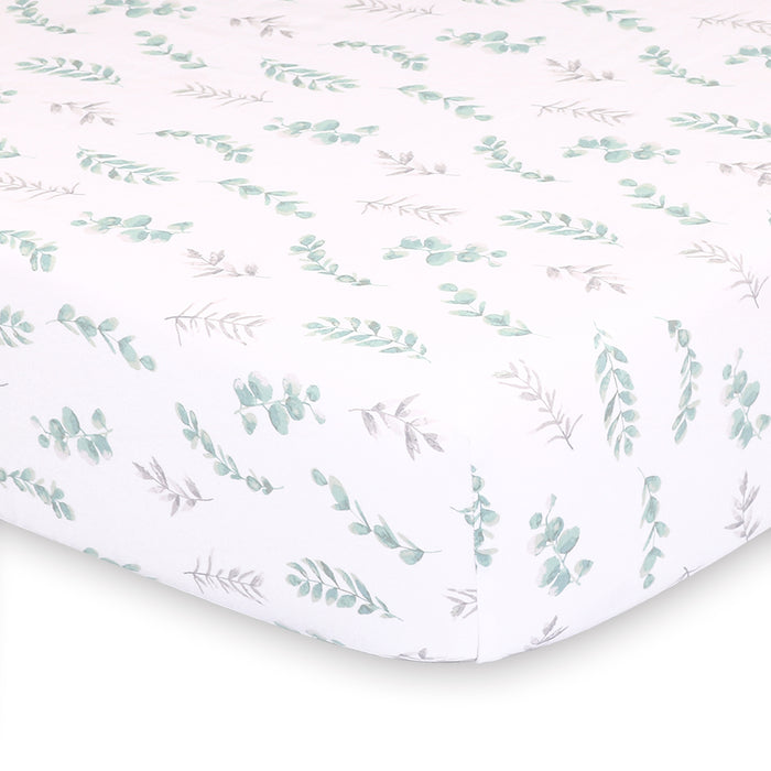 The Peanutshell Farmhouse Floral Leaves Fitted Crib Sheet