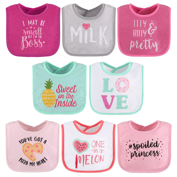 The Peanutshell 8 Pack Terry Bibs - Girl Foods