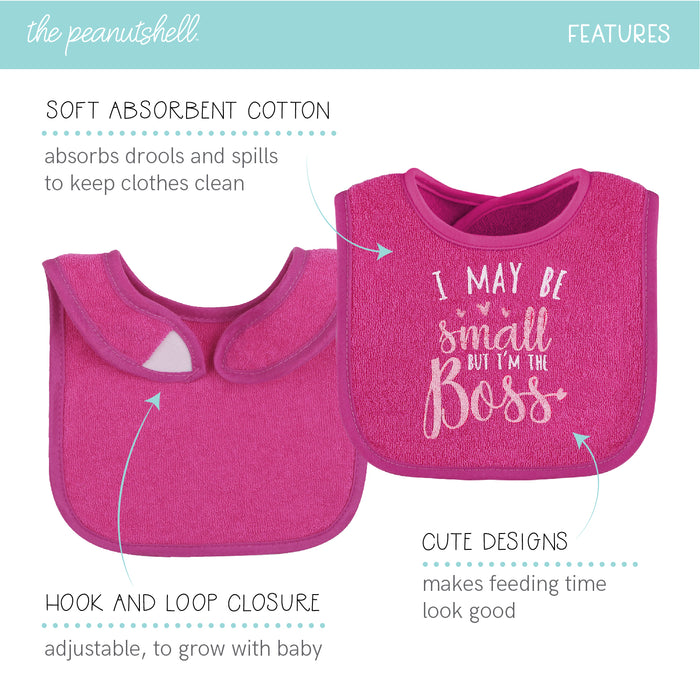 The Peanutshell 8 Pack Terry Bibs - Girl Foods