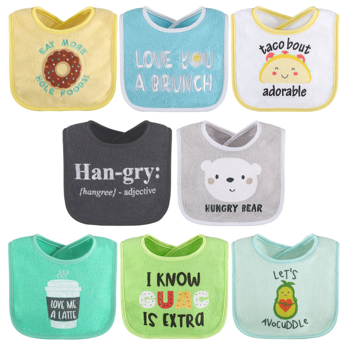 The Peanutshell 8 Pack Terry Bibs - Neutral Foods