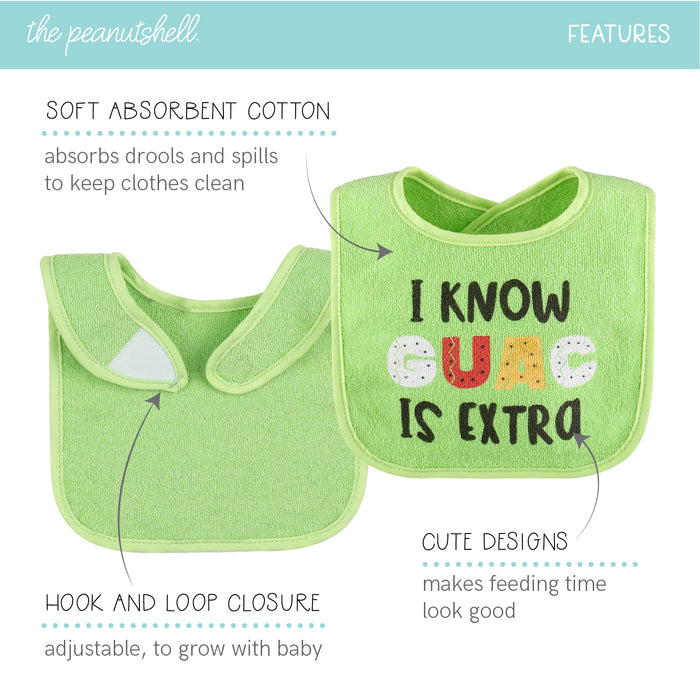 The Peanutshell 8 Pack Terry Bibs - Neutral Foods