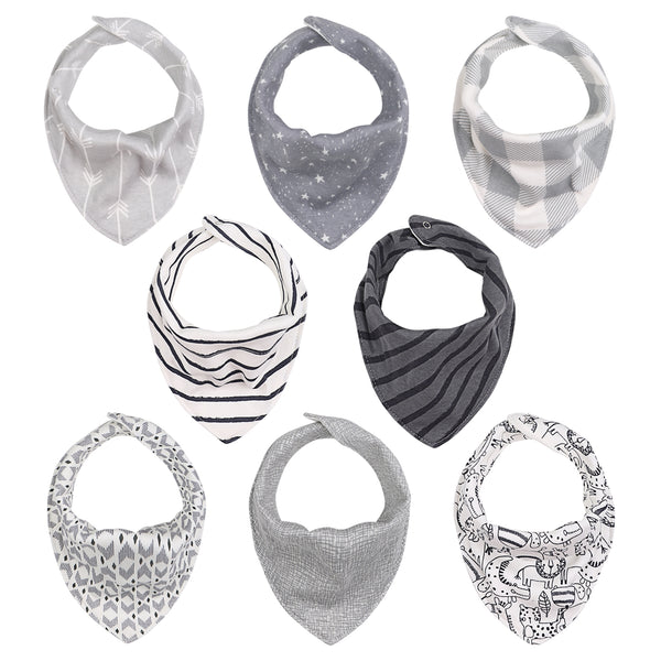 The Peanutshell 8 Pack Bandana Bibs - Greys