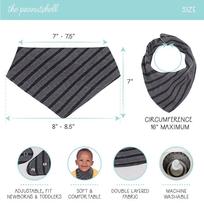 The Peanutshell 8 Pack Bandana Bibs - Greys