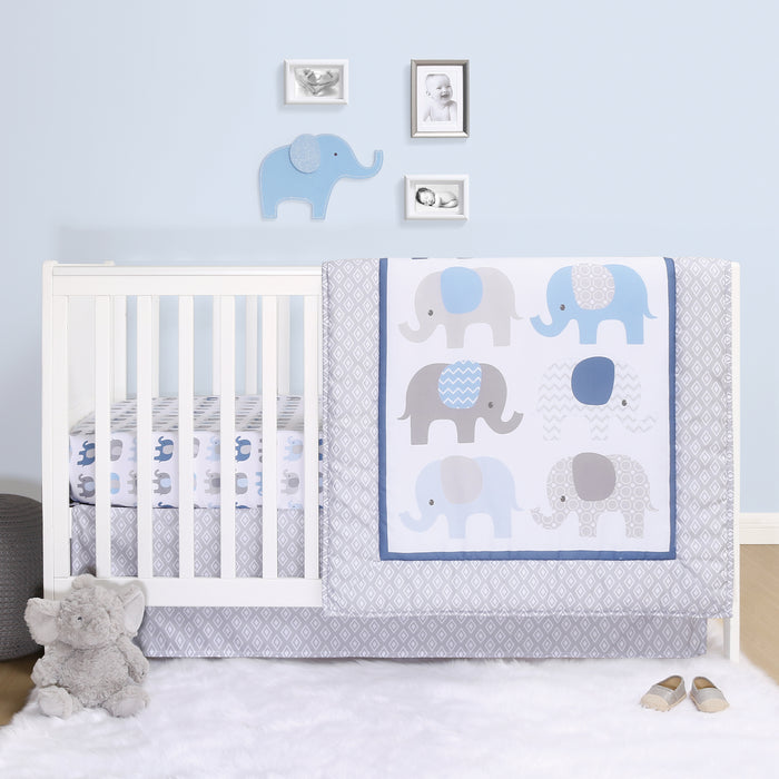 The Peanutshell Crib Bedding Set, 3 Piece Elephant Nursery Set