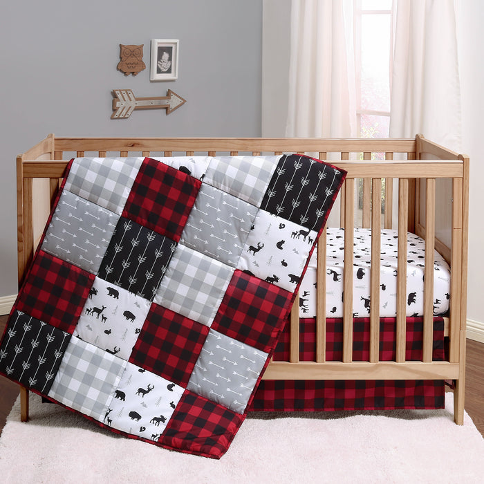 The Peanutshell Crib Bedding Set for Baby Boys or Baby Girls, 3 Piece Buffalo Plaid Nursery Set