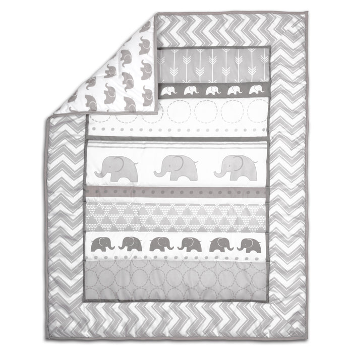 The Peanutshell Crib Bedding Set for Baby Boys or Baby Girls, 3 Piece Elephant Walk Nursery Set