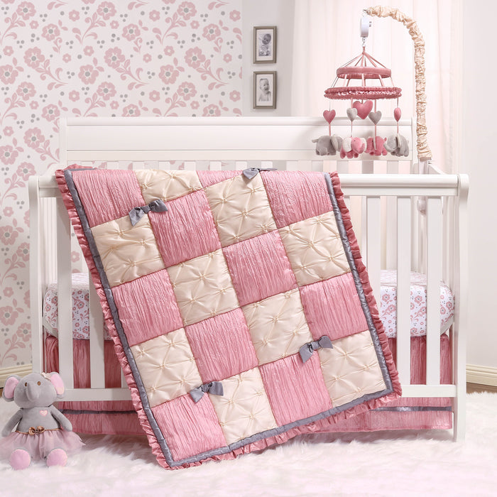 The Peanutshell Crib Bedding Set for Baby Girls, 3 Piece Bella Nursery Set