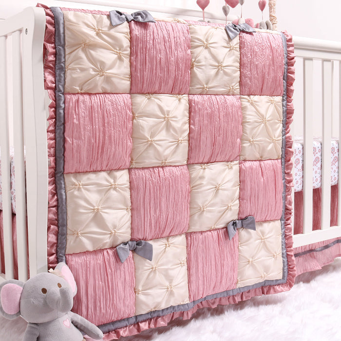 The Peanutshell Crib Bedding Set for Baby Girls, 3 Piece Bella Nursery Set