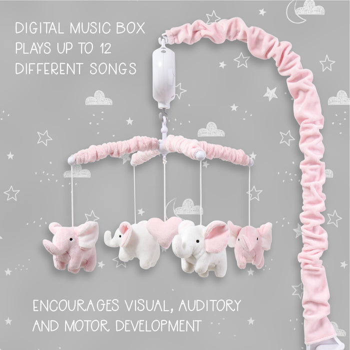 The Peanutshell Pink Elephant Musical Mobile