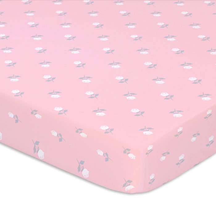 The Peanutshell Playard Sheets - Pink Roses/Ditsy Floral