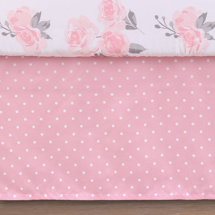 The Peanutshell Crib Bedding Set for Baby Girls, 3 Piece Pink Floral Nursery Set