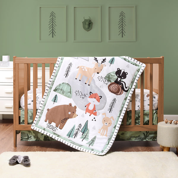 The Peanutshell Woodland Camo 3-Piece Crib Bedding Set