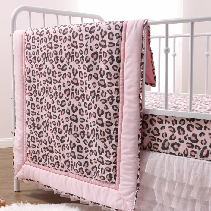 The Peanutshell Leopard Blush 3-Piece Crib Bedding Set