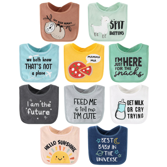 The Peanutshell 10 Pack Terry Bibs - Hello Sunshine