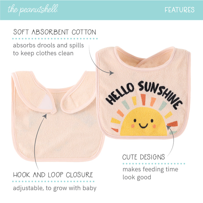 The Peanutshell 10 Pack Terry Bibs - Hello Sunshine