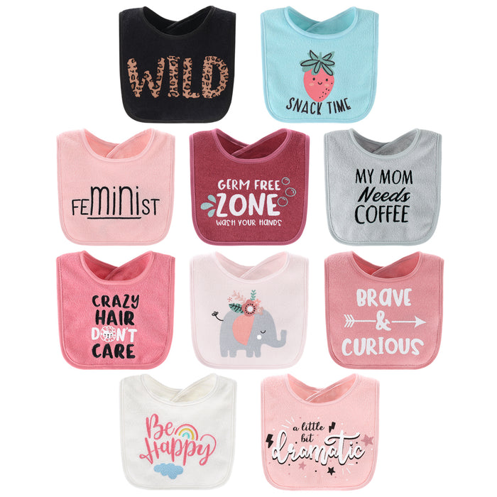 The Peanutshell 10 Pack Terry Bibs - Wild Child