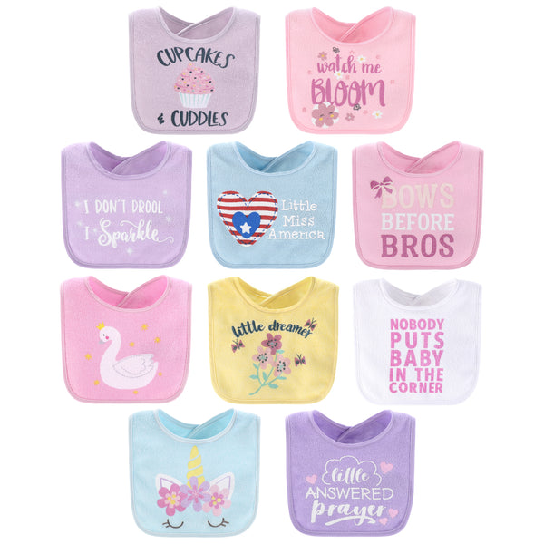 The Peanutshell 10 Pack Terry Bibs - Pastel Girl