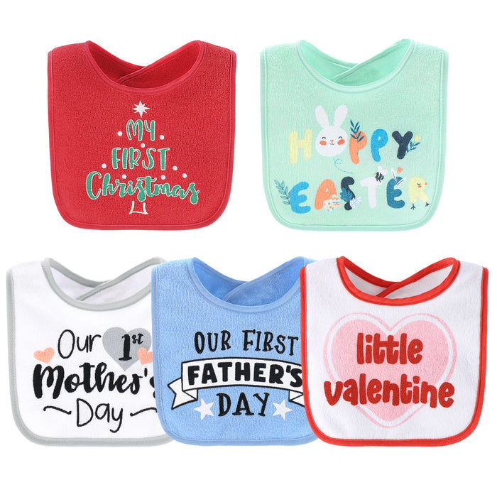 The Peanutshell 10 Pack Terry Bibs - Holiday