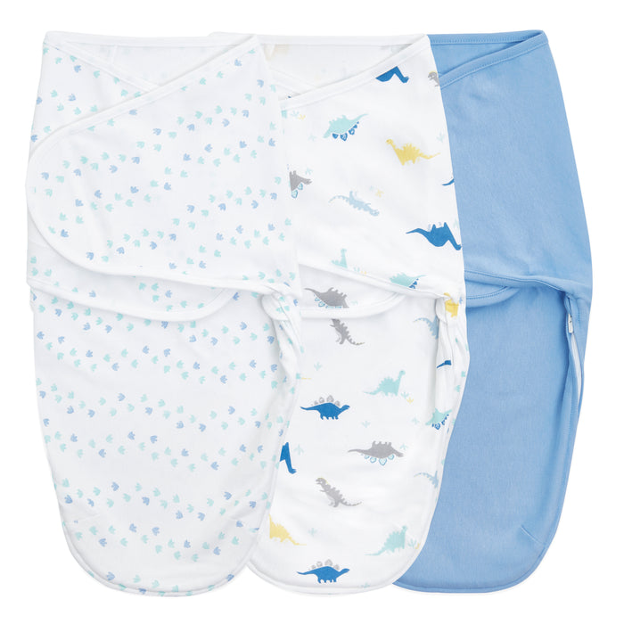 aden + anais Cotton Wrap Swaddles 3 pack Dino- Blue (0-3 Months)