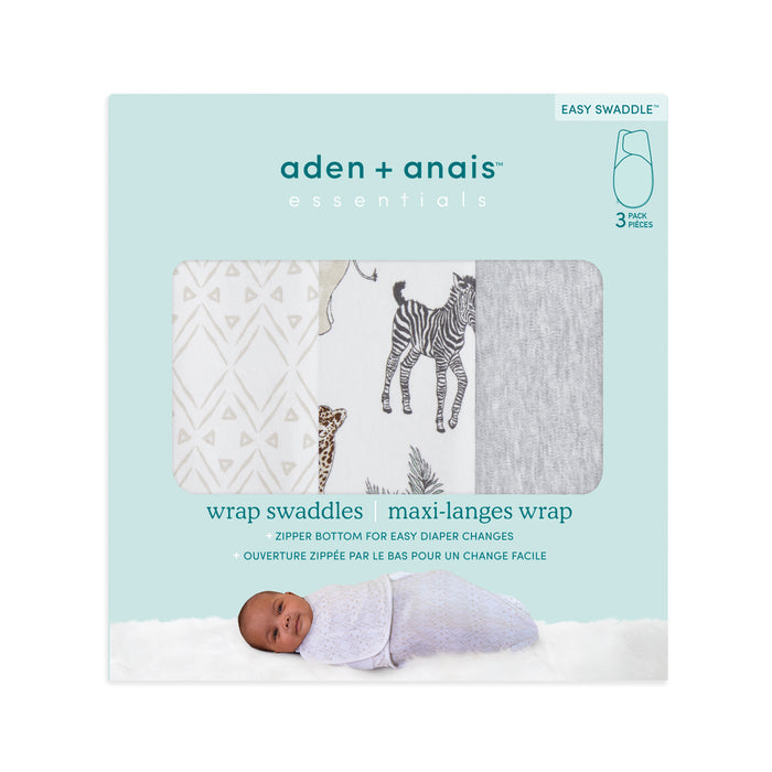 aden + anais Cotton Wrap Swaddles 3 pack Toile grey (0-3 Months)