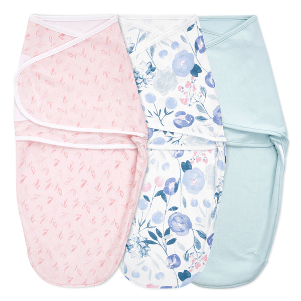 aden + anais Essential Cotton Easy Swaddle Wrap 3 pack Flowers Bloom Pink