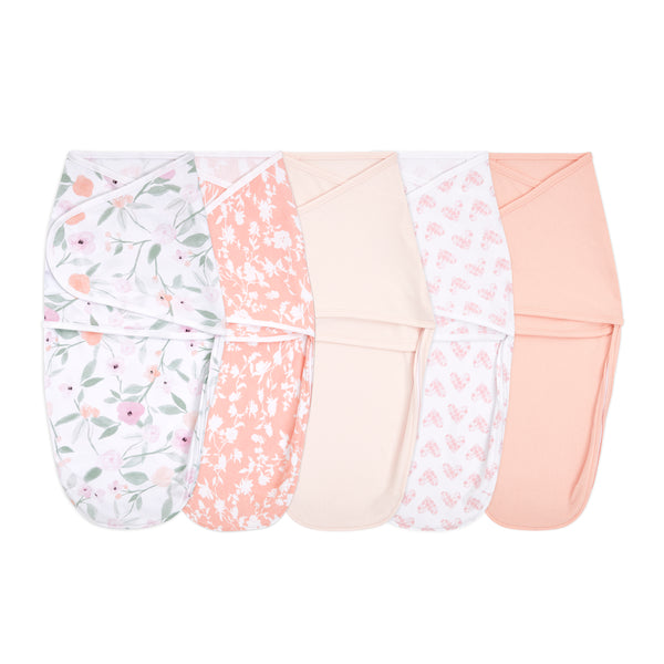 aden + anais Essential Cotton Easy Swaddle Wrap 5 pack Feminine Florals Pink