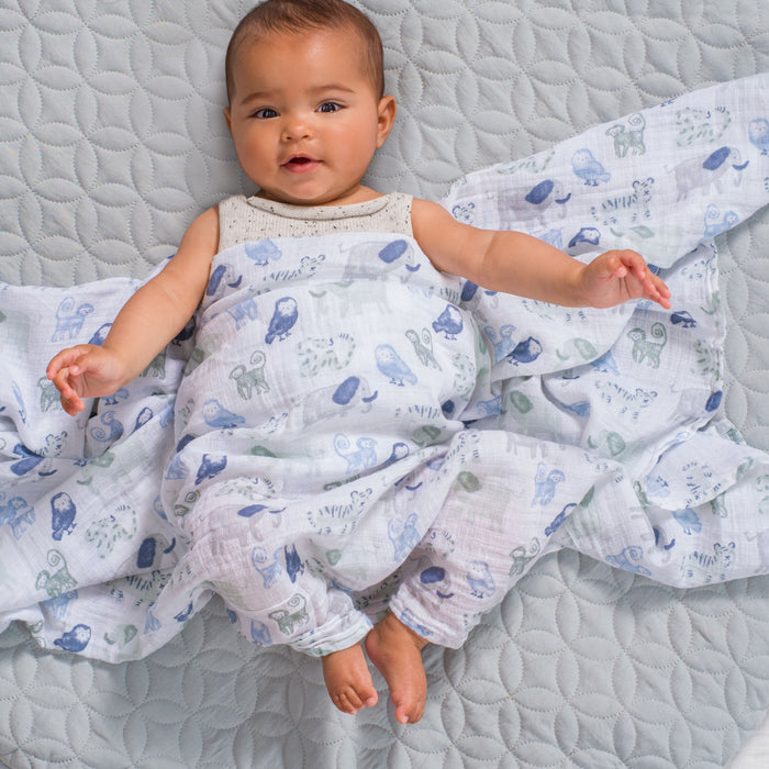 aden + anais Cotton Muslin Swaddles 4 pack Time to Dream Blue