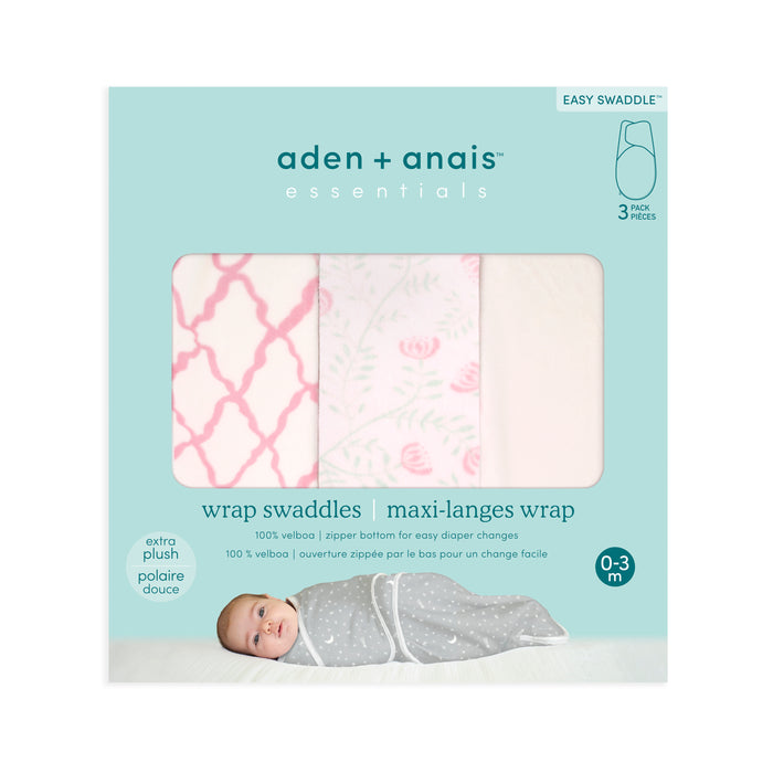 aden + anais Essential Cotton Wrap Swaddles 3 pack Arts and Crafts Pink