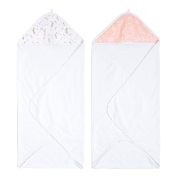 aden + anais Essential Cotton Muslin Hooded Towels Blushing Bunnies Pink