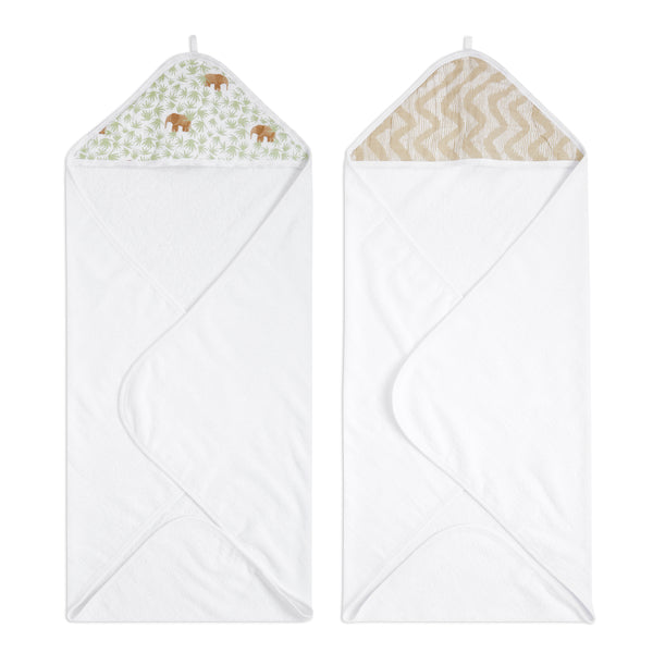 aden + anais Cotton Hooded Towels 2 pack Tanzania Tan