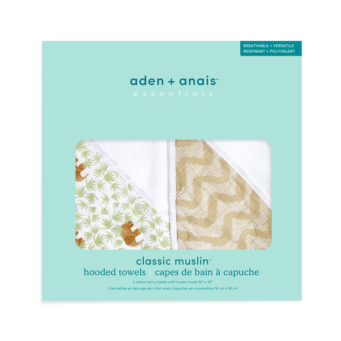 aden + anais Cotton Hooded Towels 2 pack Tanzania Tan