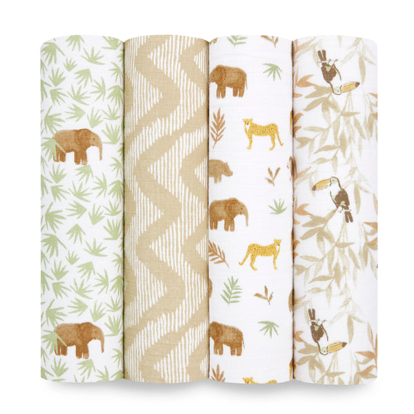 aden + anais Cotton Muslin Swaddles 4 pack Tanzania Tan