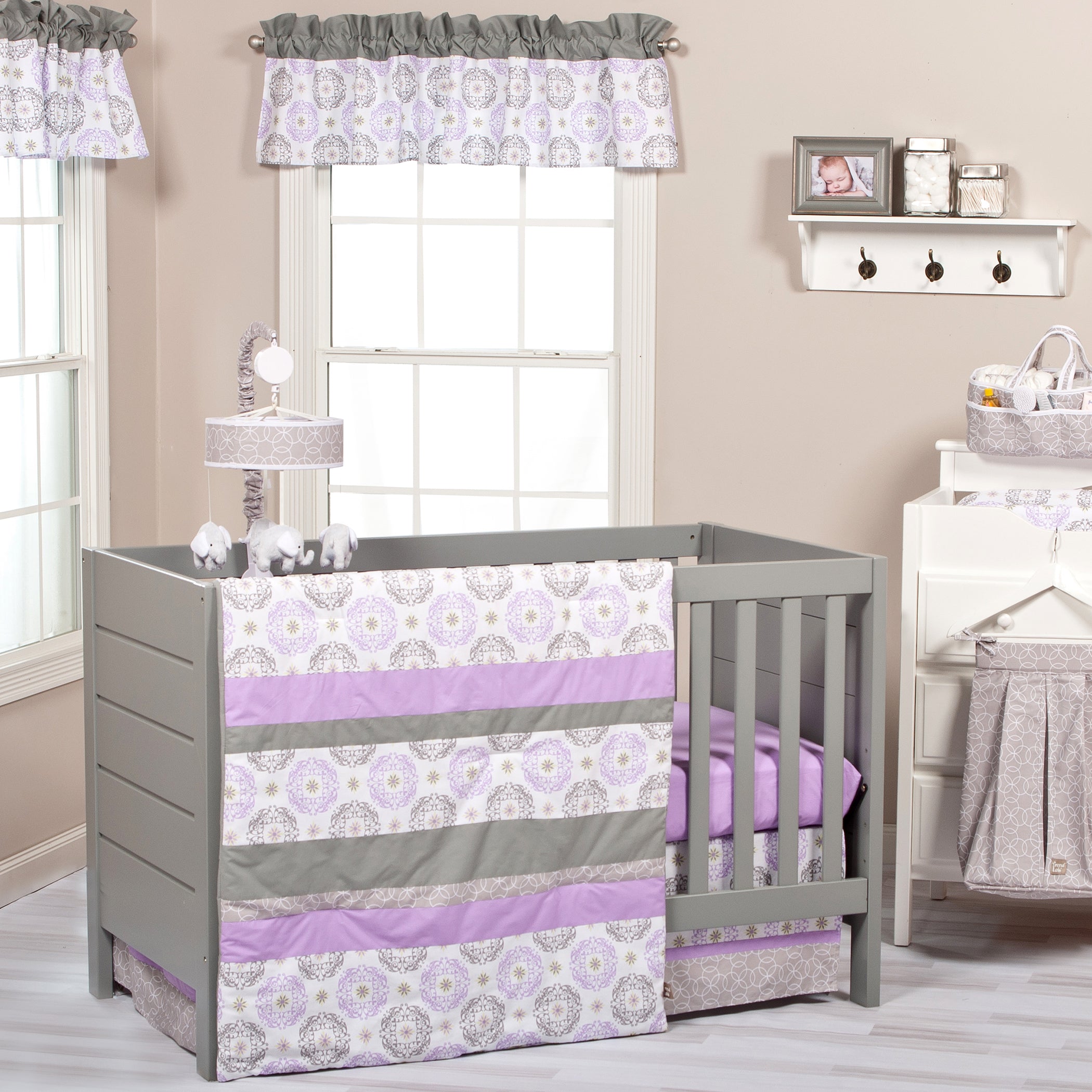 Lavender and grey cheap crib bedding