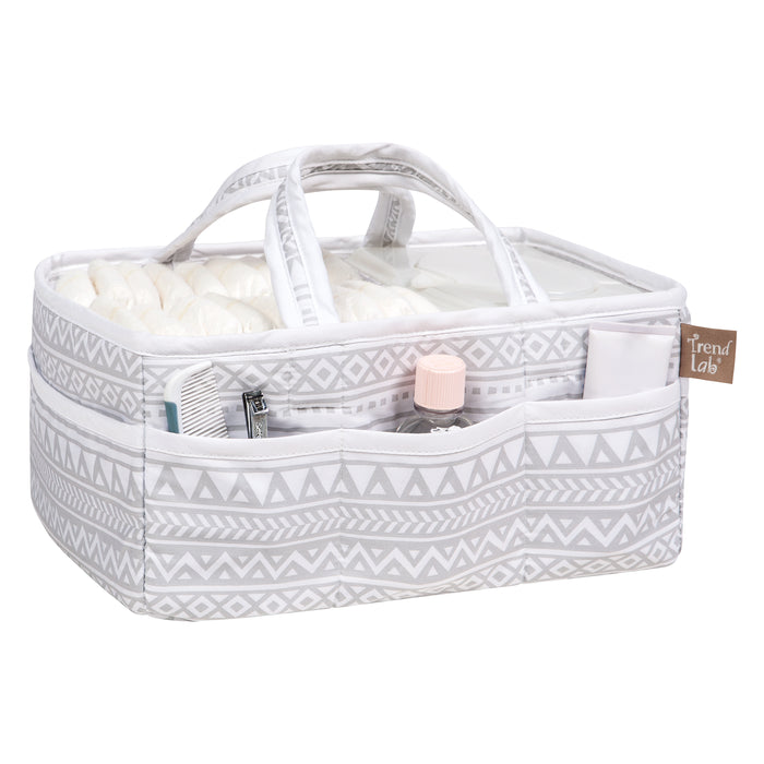 Trend Lab Gray and White Aztec Forest Diaper Storage Caddy