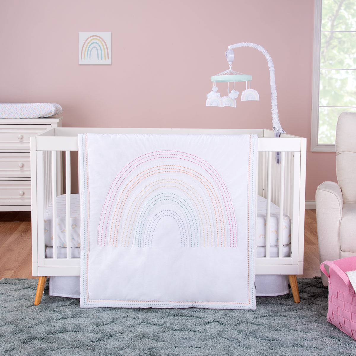 Rainbow crib sales sheet set