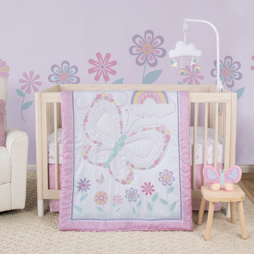 Sammy & Lou Floral Butterfly 4 Piece Crib Bedding Set