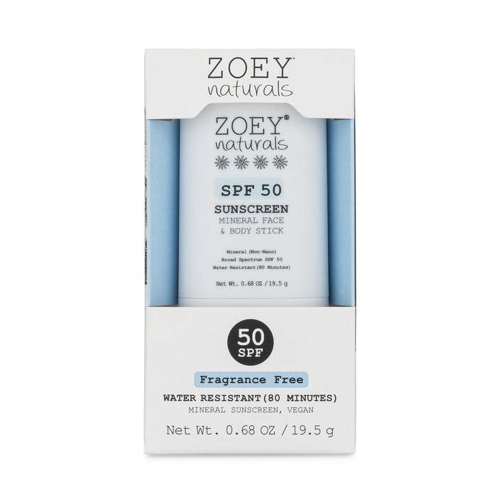 Zoey Naturals Fragrance Free SPF 50 Mineral Face & Body Stick