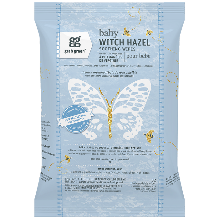 Grab Green Baby Witch Hazel Wipes - 3 Pack