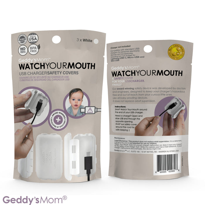 Geddy's Mom Watch Your Mouth USB Charger Cover, 3-pack