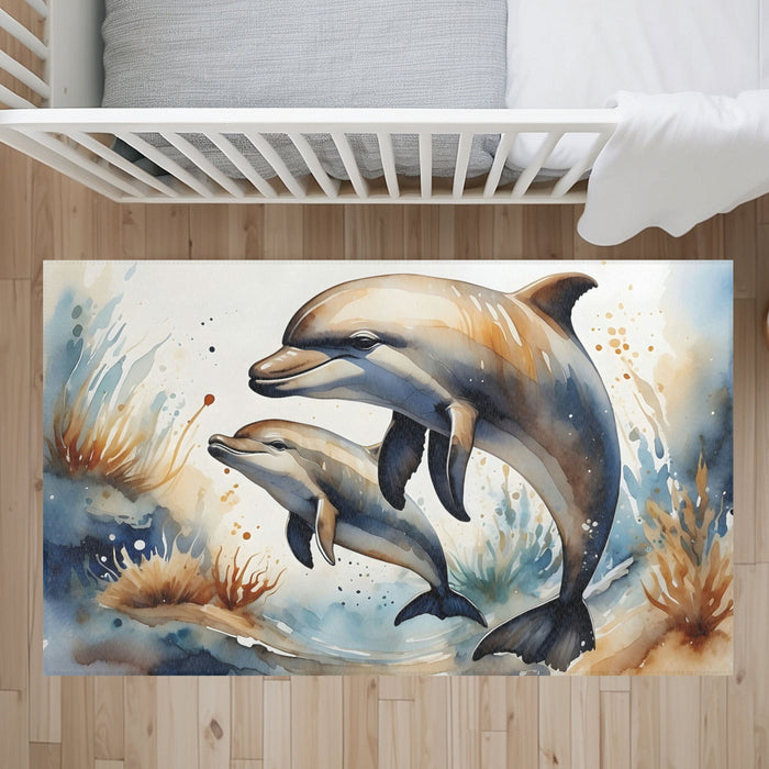 TeepeeJoy Dolphin Area Rug for Kids and Nursery Rooms - Marine Magic