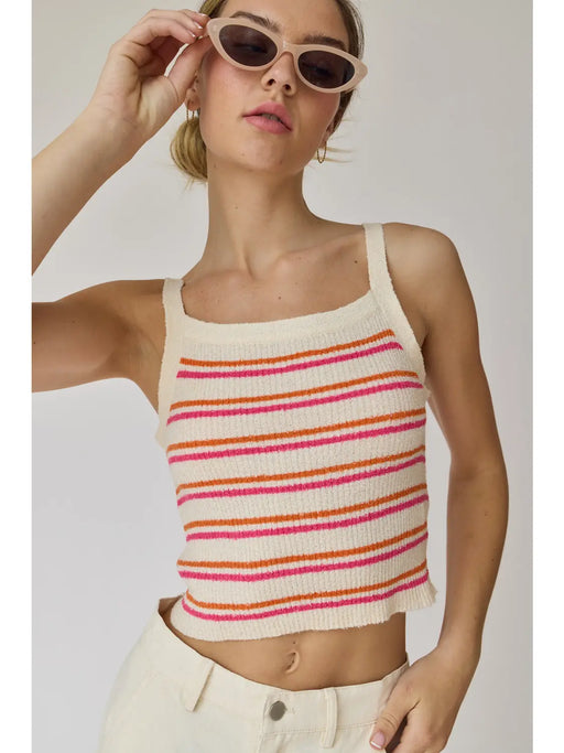 forever french baby Knit Tank Top | Pink & Orange Stripe