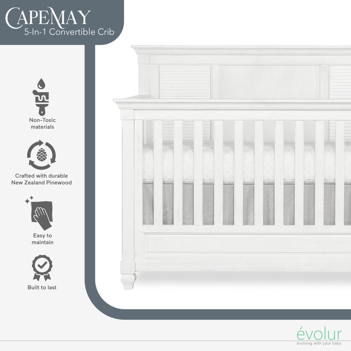 Evolur Signature Cape May 5 In 1 Full Panel Convertible Crib